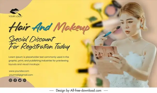 hair and makeup advertising banner template elegant realistic