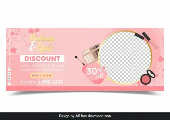 hair makeup discount banner template dynamic tools checkered