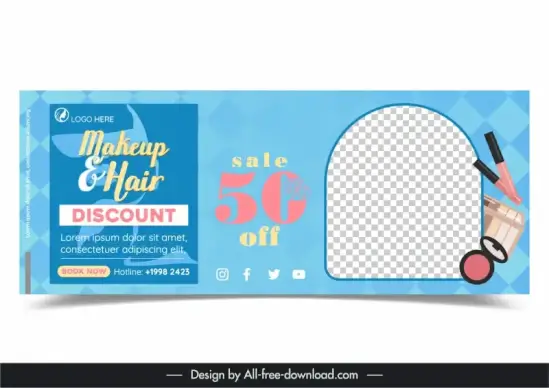 hair makeup discount banner template elegant geometry