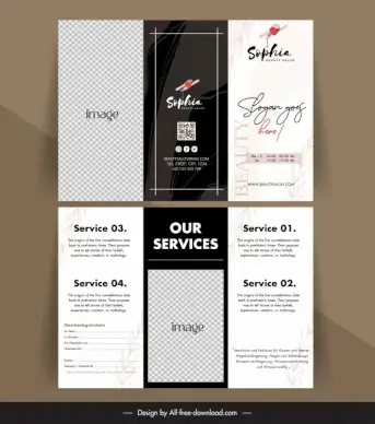 hair salon brochure template elegant trifold contrast