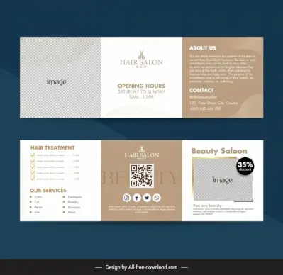 hair salon brochure template flat checkered geometry decor