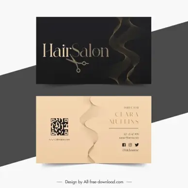 hair salon business card templates elegant curves scissors decor