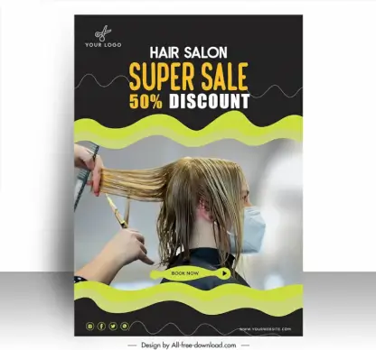 hair salon poster template modern elegant contrast