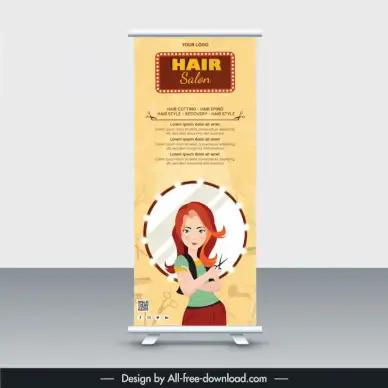 hair salon standee template female hairdresser cartoon