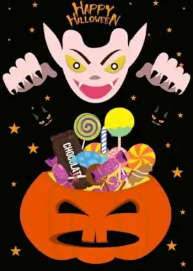 halloween banner evil pumpkin candies decoration