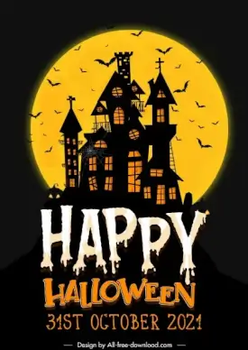 halloween banner template dark castle bats sketch