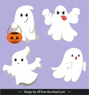 halloween characters icons collection funny dynamic cartoon character sketch 