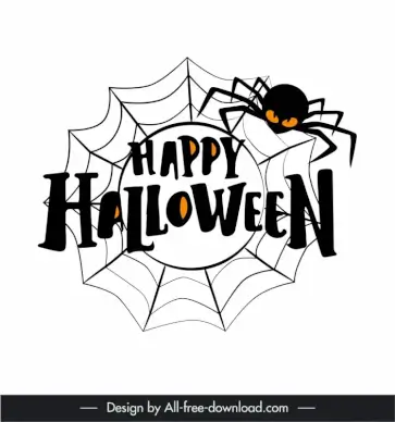 halloween cobweb design elements flat black white frightening decor
