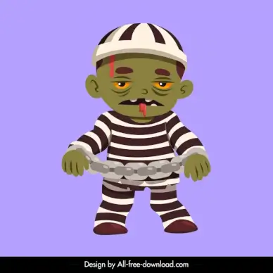 halloween costume icon bloody prisoner clothing sketch cartoon character design 