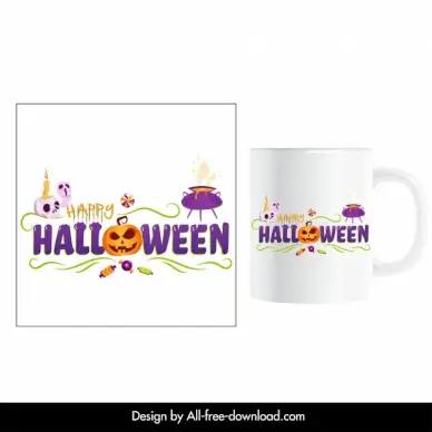 halloween cup design elements frightening symbols