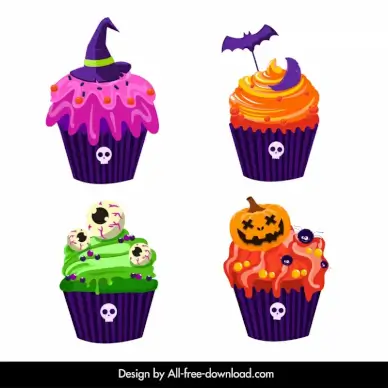 halloween cupcakes icons horror elements decor