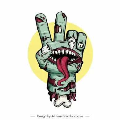 halloween design element frightening decompose hand evil face