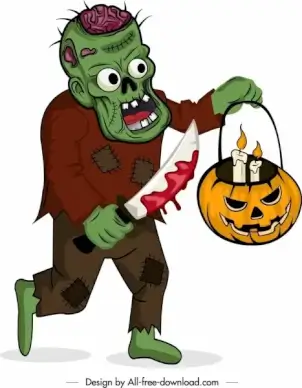 halloween icon scary zombie pumpkin lantern decor
