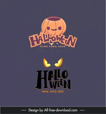 halloween logotypes flat horror pumpkin eyes sketch 