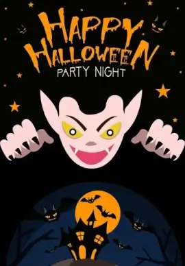 halloween party banner scary evil bats dark decoration