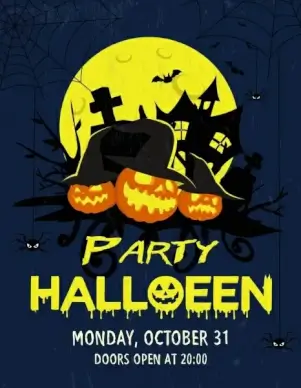 halloween party banner yellow moonlight melting texts decor