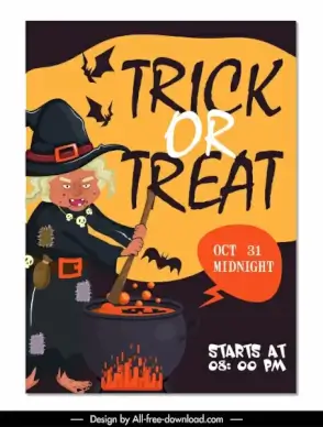 halloween party poster witch poison sketch cartoon design