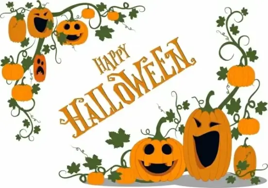 halloween poster funny pumpkin face icons decoration
