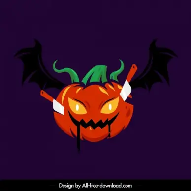 halloween pumpkin icon horror bloody design 