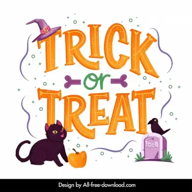 halloween typography design elements frightening emblems 