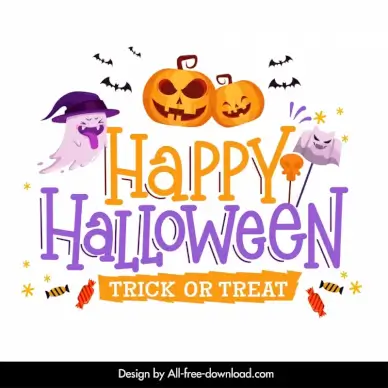 halloween typography design elements funny frightening symbols