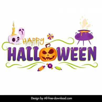 halloween typography design elements scary symbols
