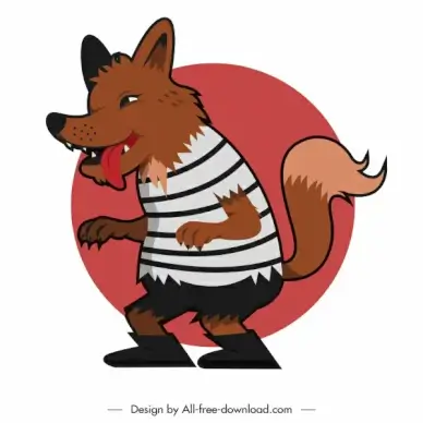 halloween wolf icon flat cartoon sketch