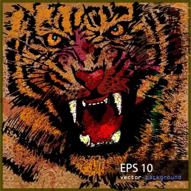 hand draw tiger face