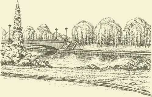 hand drawn bridges retro style vector
