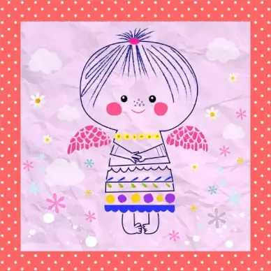 hand drawn drawing vector illustration of cute angel
