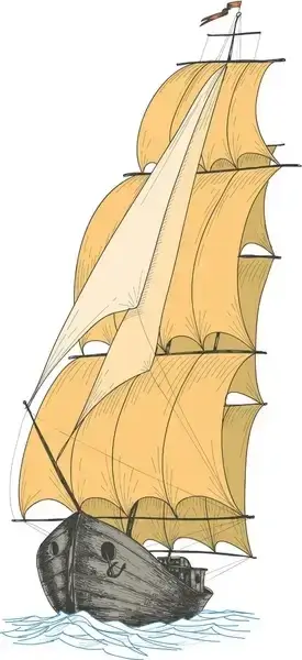 hand drawn sailboat vector