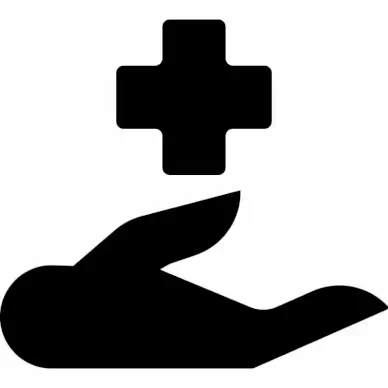 hand holding medical sign icon flat black silhouette outline