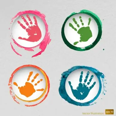 hand mark icons illustration with watercolor