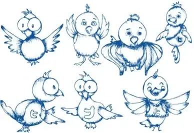 hand painted twitter icon vector