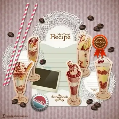 handpainted dessert stickers 01 vector