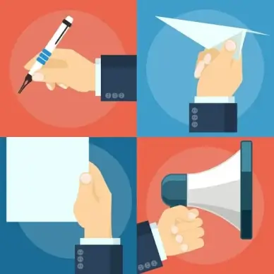 hands actions vector isolated with various features