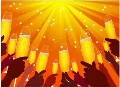 Hands with champagne
