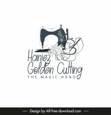 haniez golden cutting seamstress logo retro design