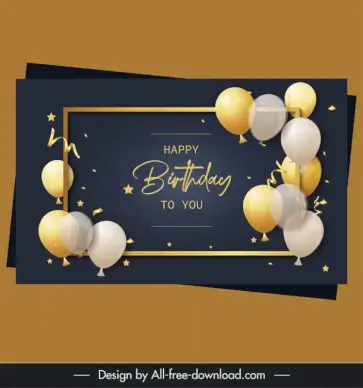 happy birthday backdrop template elegant balloon confetti frame
