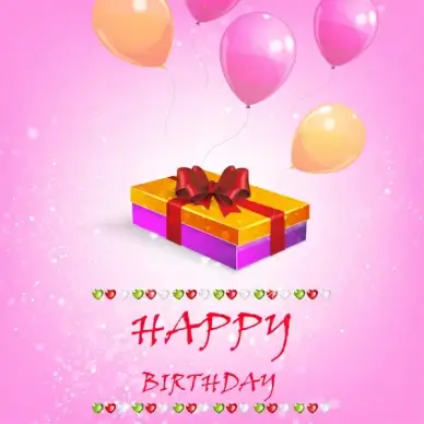happy birthday background with balloon and gift