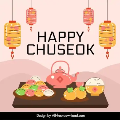 happy chuseok banner template classical design 