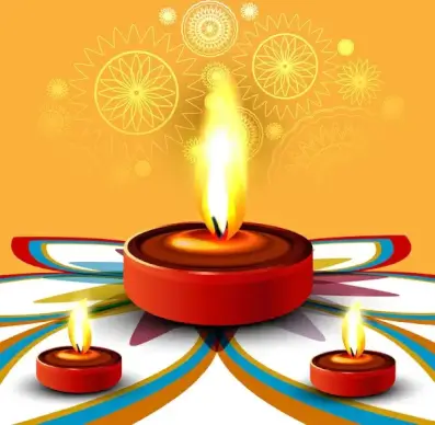happy diwali beautiful diya rangoli colorful hindu festival vector illustration