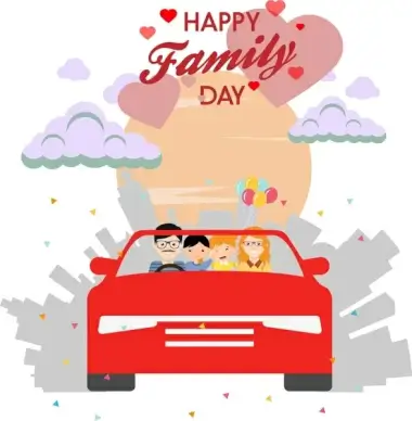 happy family day theme human in car design