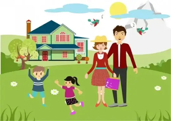happy family theme playful children and parents design