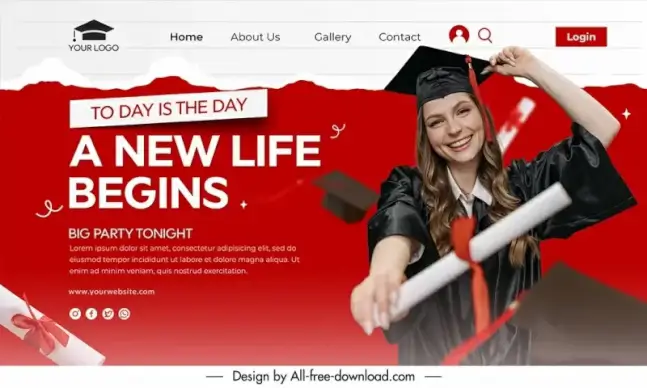 happy graduation landing page template dynamic modern realistic 
