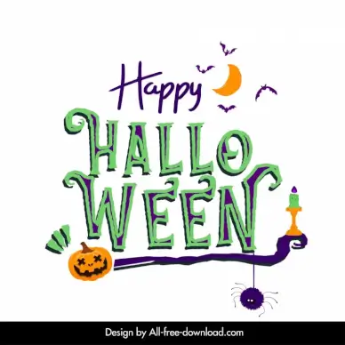 happy halloween and trick or treat design elements classical texts horror elements sketch