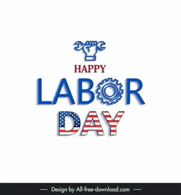 happy labor day sign template texts gear wrench hand sketch