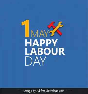 happy labour day banner modern elegant flat texts tools decor