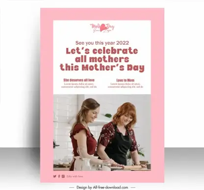  happy mothers day poster template women cooking in kitchen sketch modern realistic 