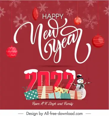 happy new year 2022 from a k singh and family classical elegant decor elements sketch